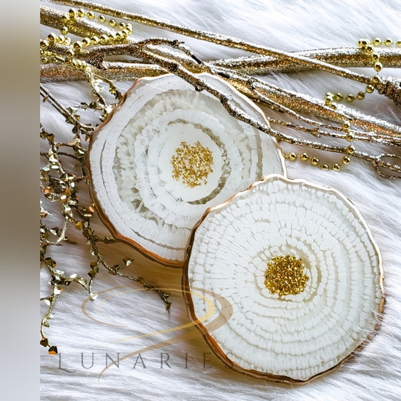 Resin Candle Accent, Large Coaster, Handmade - Picture 2 of 7